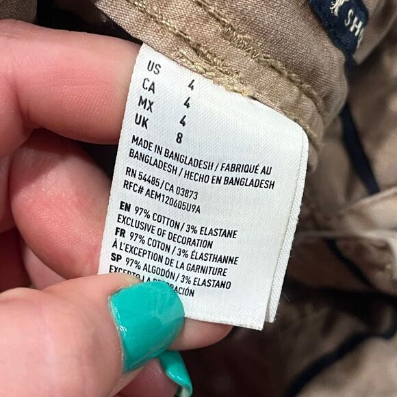 American Eagle Outfitters Womens Shortie Shorts Stretch Mid Rise Khaki Size 4 - Picture 7 of 8